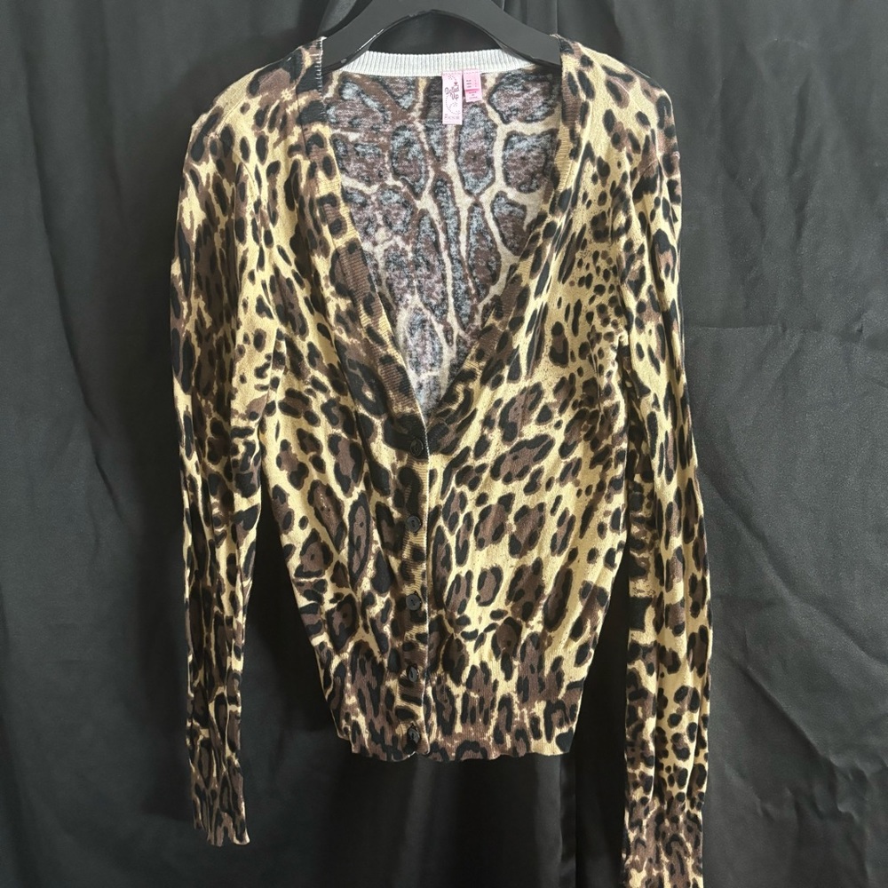 Y2K Dolled Up cheetah leopard print cardigan sweater